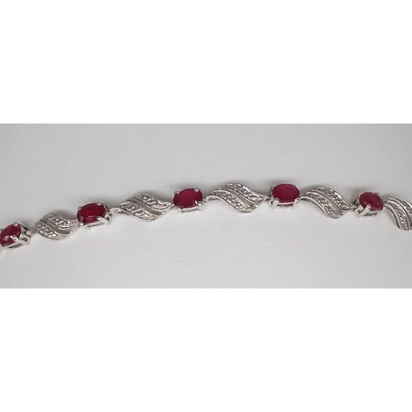 Chuck Clemency Red Gemstone Tennis Bracelet STS 925 Sterling Silver Sparkly! - Picture 7 of 12